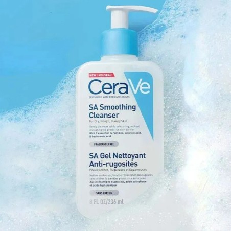 CERAVE SA GEL NETTOYANT ANTI-RUGOSITES PEAU SECHE ET RUGUEUSE 236ML – Produits nettoyants | CERAVE  1