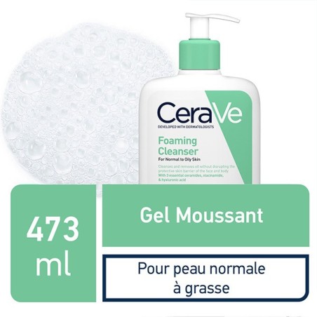 CERAVE GEL MOUSSANT NETTOYANT PEAUX NORMALES A GRASSES 473ML – Produits nettoyants | CERAVE  4